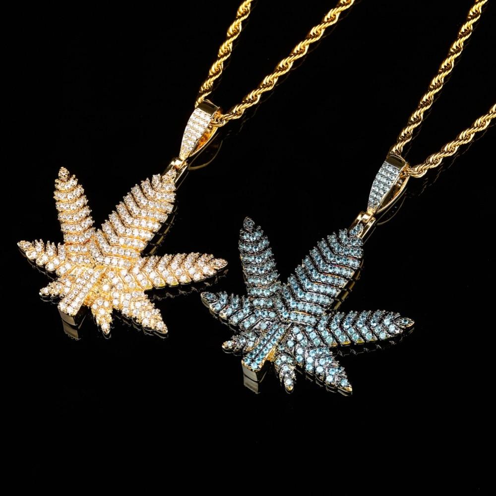 BLUE ICE LEAF PENDANT & CHAIN AAAA+