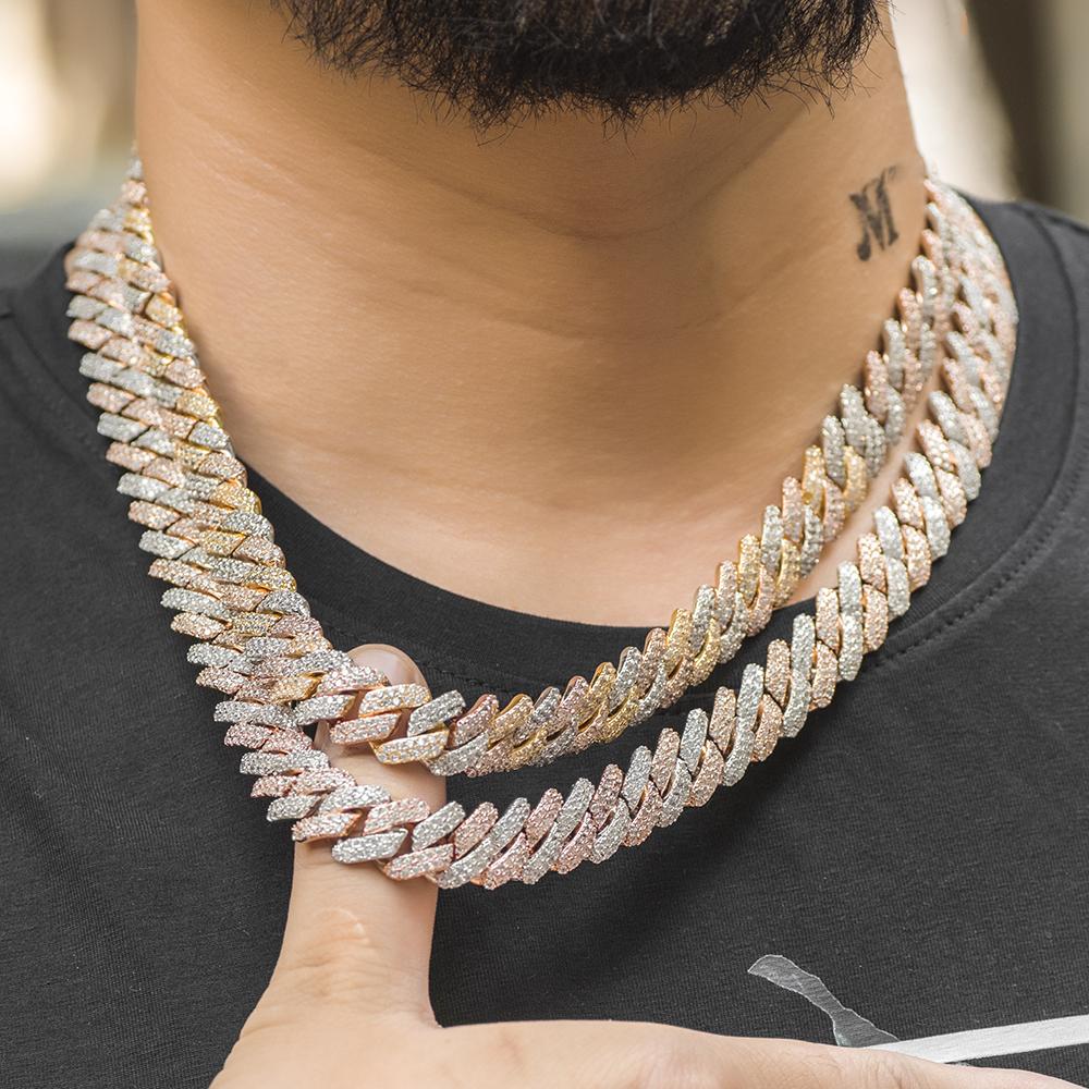 TWO TONE AAA+ PRONG CUBAN LINK