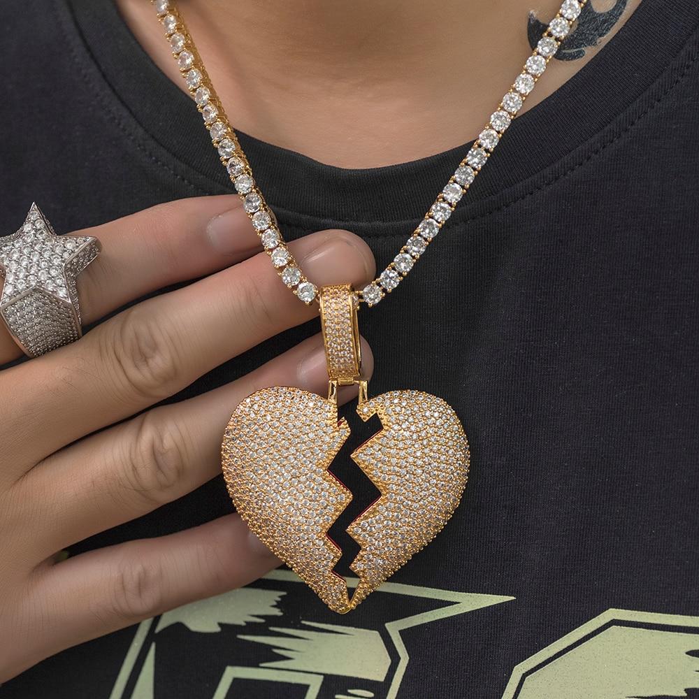 BROKEN HEART AAAA+ LAB MADE PENDANT
