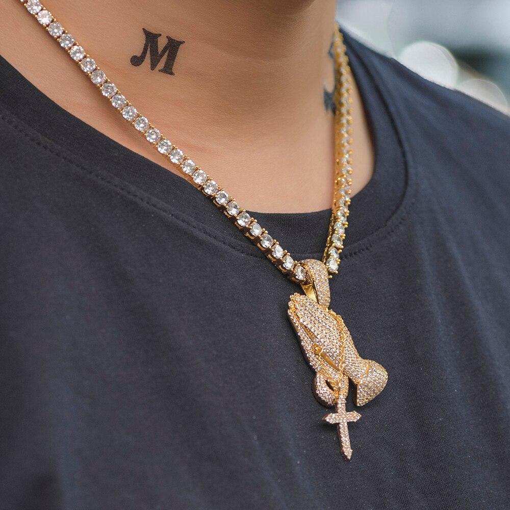 PRAY UP AAAAA+ (EXCLUSIVE) PENDANT & PAVE LAB MADE CHAIN