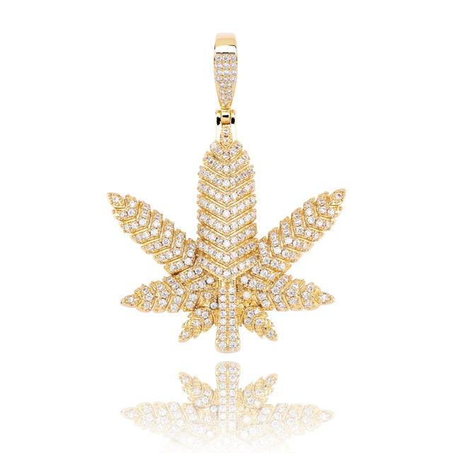 BLUE ICE LEAF PENDANT & CHAIN AAAA+