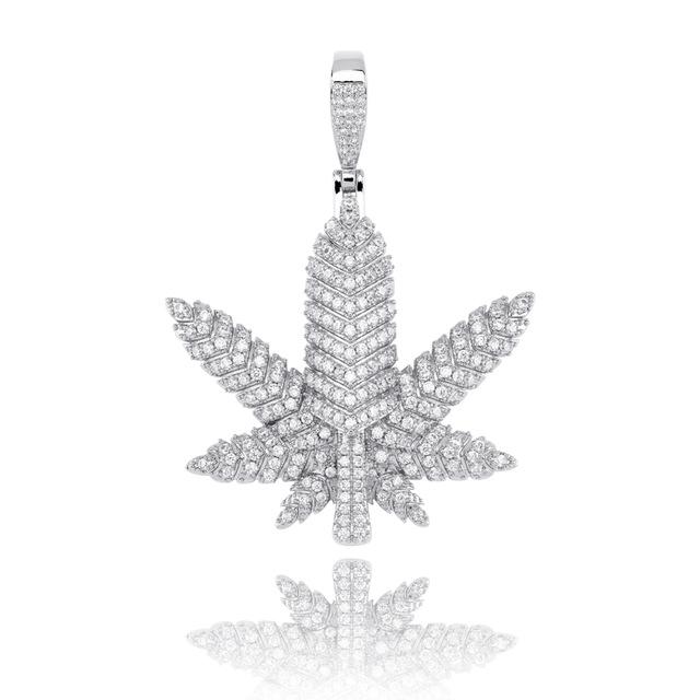 BLUE ICE LEAF PENDANT & CHAIN AAAA+