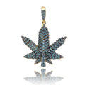 BLUE ICE LEAF PENDANT & CHAIN AAAA+