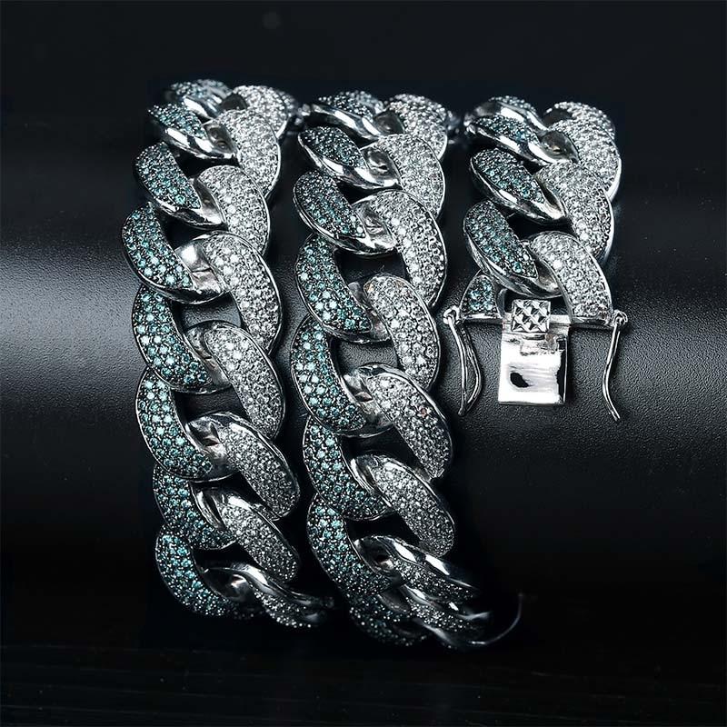 BLUE/PLATINUM CUBAN CHAIN AAAA+