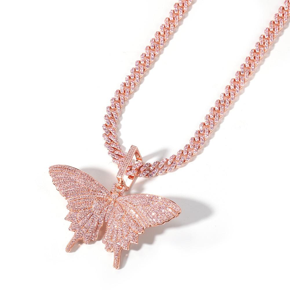 PINK ICE AAAA+ BUTTERFLY CHAIN & PENDANT