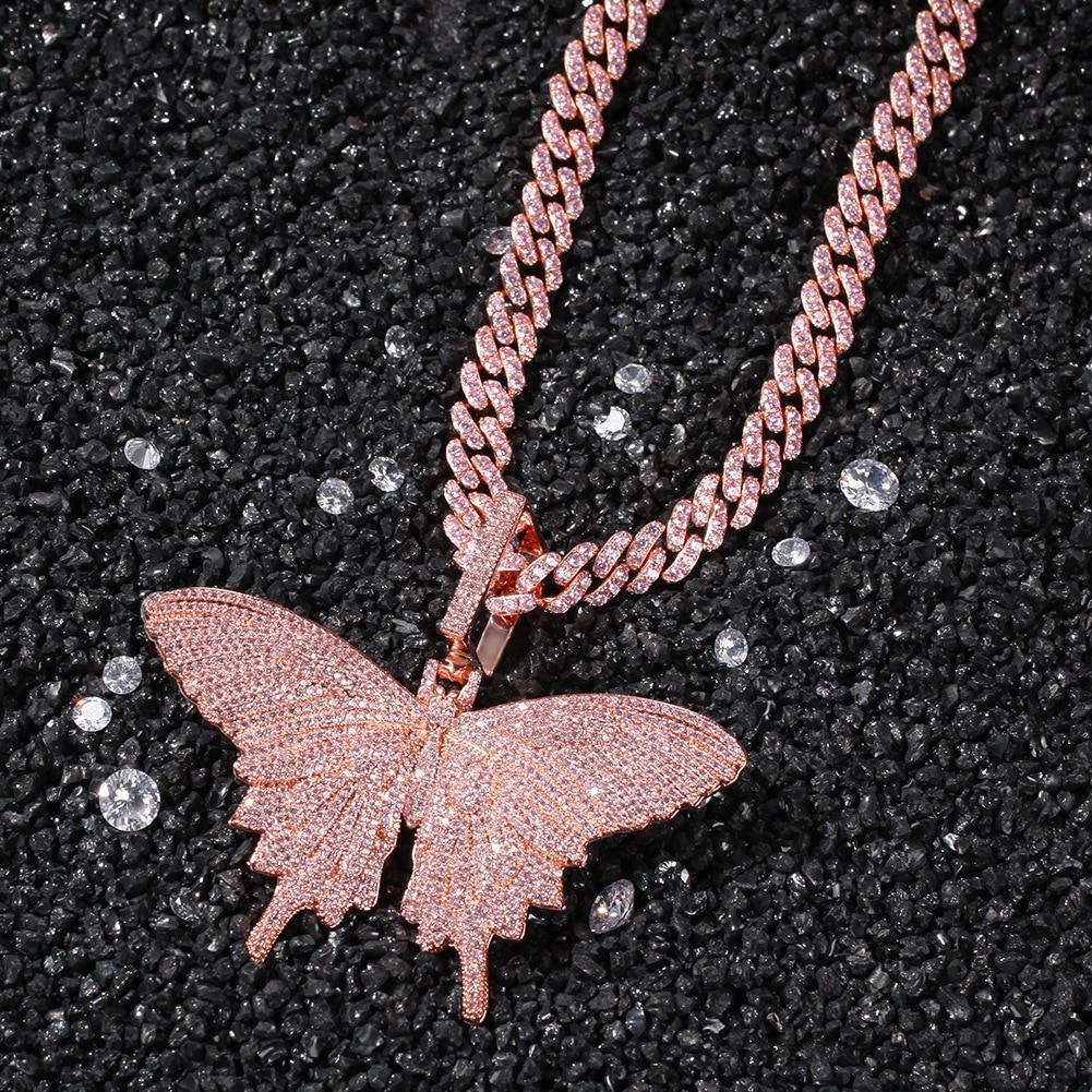 PINK ICE AAAA+ BUTTERFLY CHAIN & PENDANT