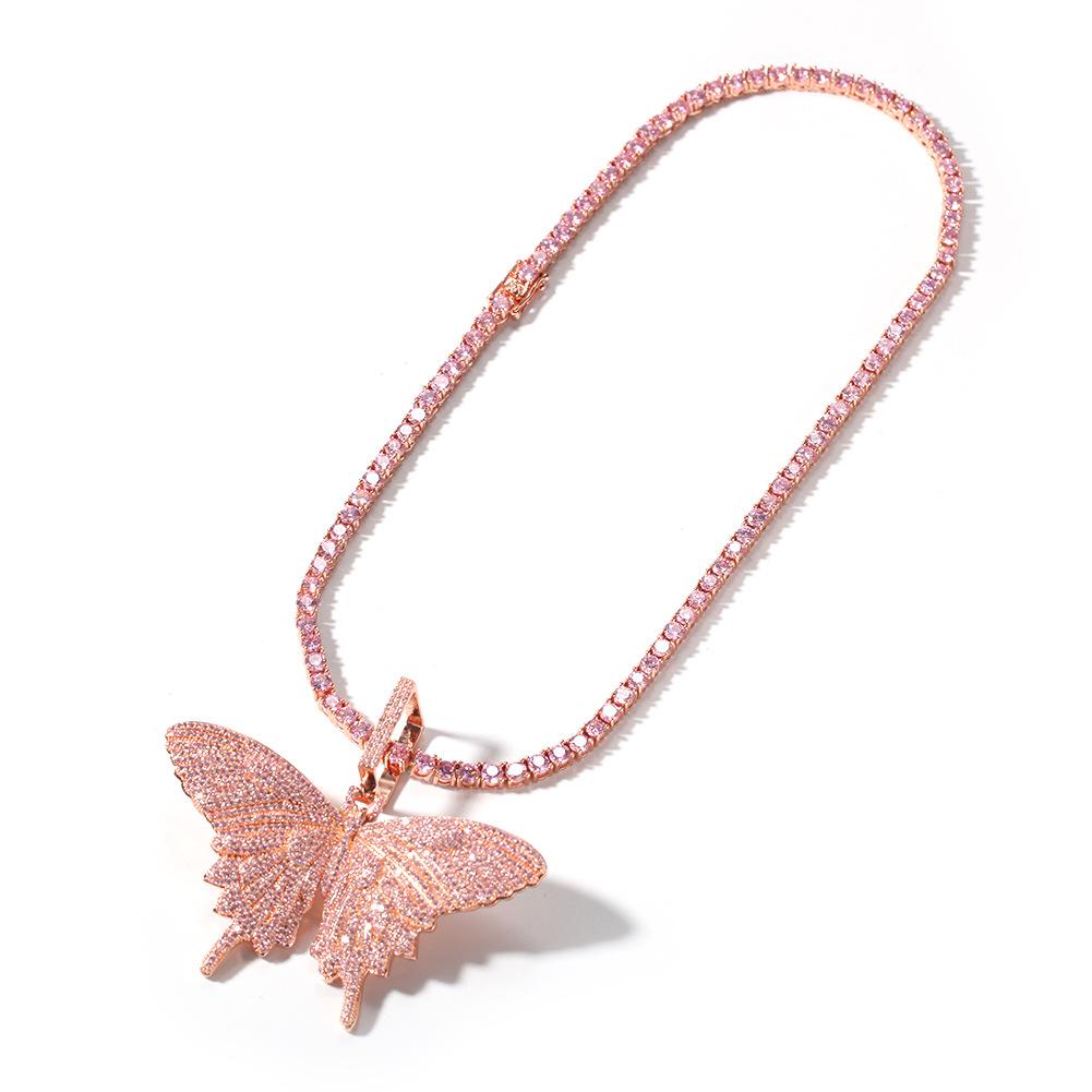 PINK ICE AAAA+ BUTTERFLY CHAIN & PENDANT