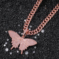 PINK ICE AAAA+ BUTTERFLY CHAIN & PENDANT