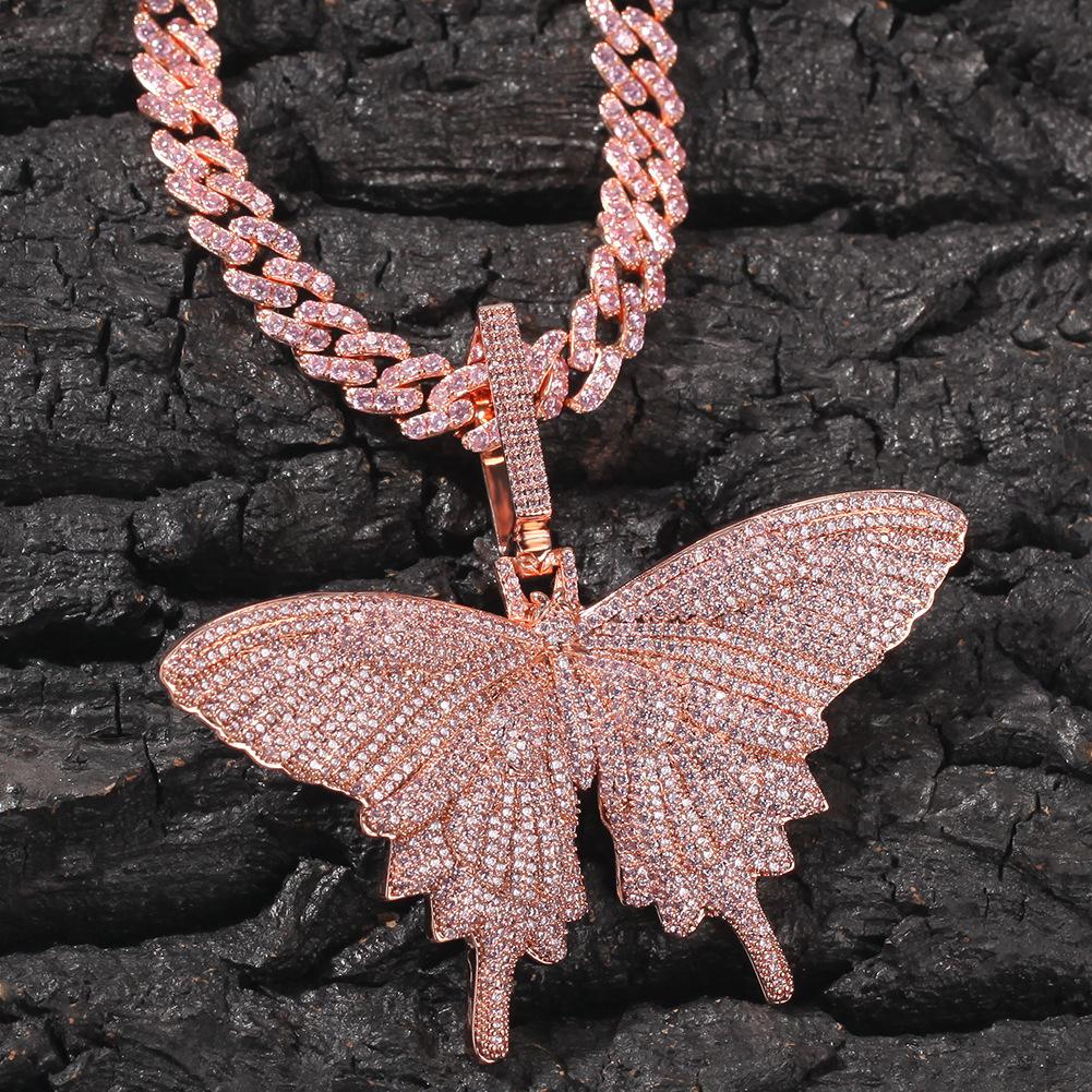 PINK ICE AAAA+ BUTTERFLY CHAIN & PENDANT