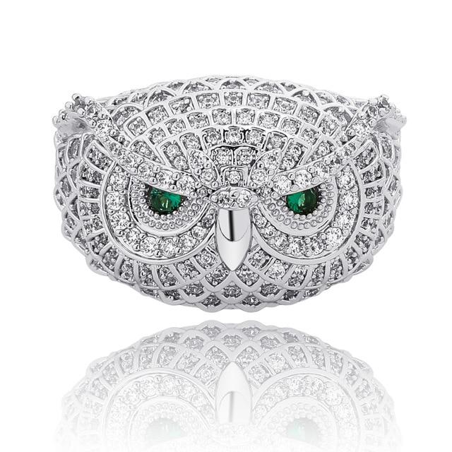OWL FACE LAB MADE EMERALD AAA+ RING