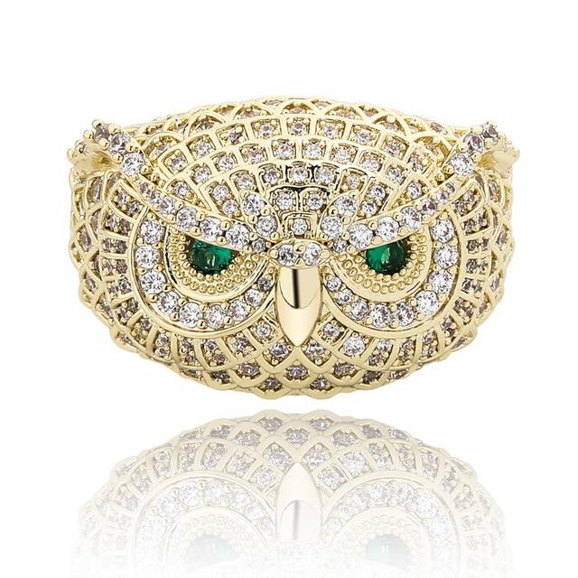 OWL FACE LAB MADE EMERALD AAA+ RING