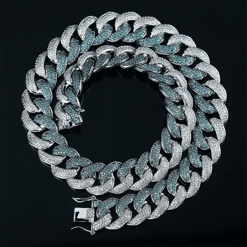 BLUE/PLATINUM CUBAN CHAIN AAAA+