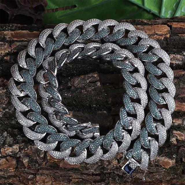 BLUE/PLATINUM CUBAN CHAIN AAAA+