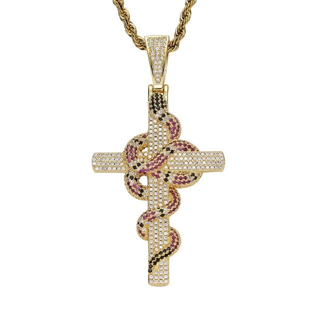 THICK GUCCI & CROSS PENDANT & CHAIN AAA+