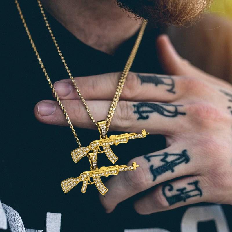 GOLD AK-47 AAAA+ PENDANT & CHAIN